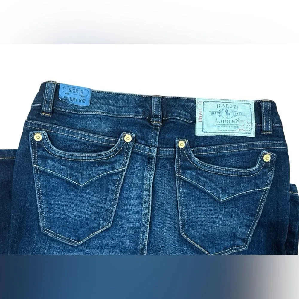 Ralph Lauren Girls Skinny Jeans Dark Wash Youth Size 12 NWT